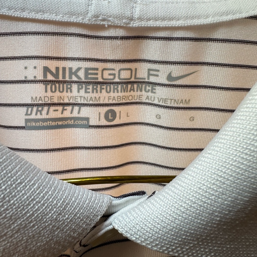 Nike Men's Polo Shirt - White with Black Stripes - Picture 2 of 4